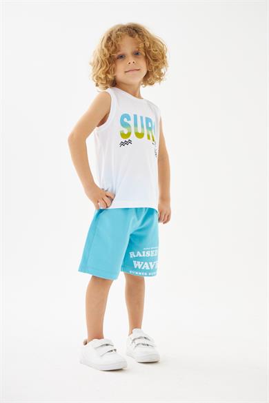 Mojo Bebek Erkek Çocuk Surf Camp %100 Pamuk Penye Şort 219279 Turkuaz