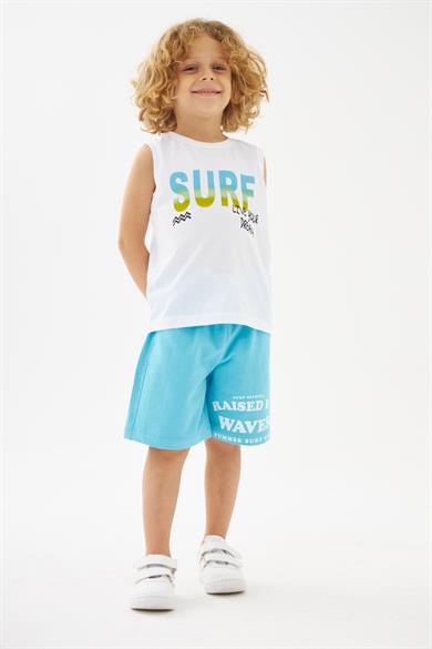 Mojo Bebek Erkek Çocuk Surf Camp %100 Pamuk Penye Şort 219279 Turkuaz