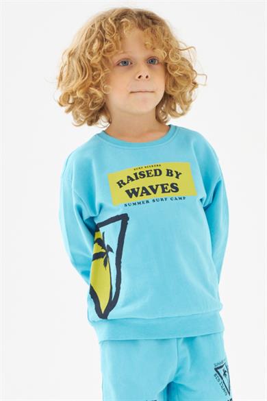 Mojo Bebek Erkek Çocuk Surf Club %100 Pamuk Sweatshirt 219276 Turkuaz