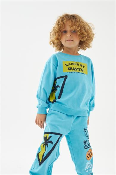 Mojo Bebek Erkek Çocuk Surf Club %100 Pamuk Sweatshirt 219276 Turkuaz