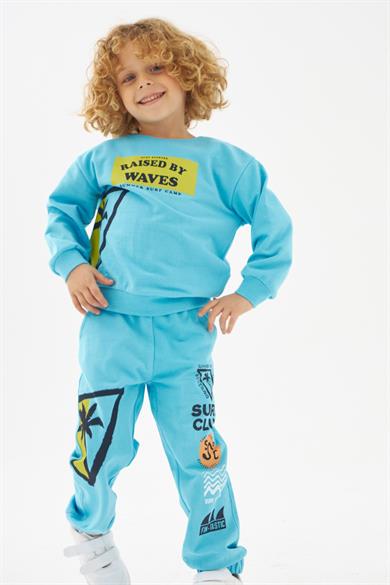 Mojo Bebek Erkek Çocuk Surf Club %100 Pamuk Lastikli Paça Eşofman Altı 219278 Turkuaz