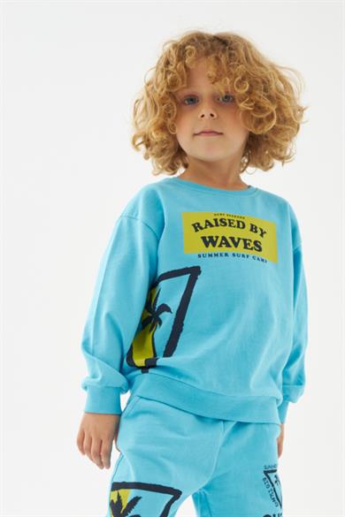 Mojo Bebek Erkek Çocuk Surf Club %100 Pamuk Sweatshirt 219276 Turkuaz