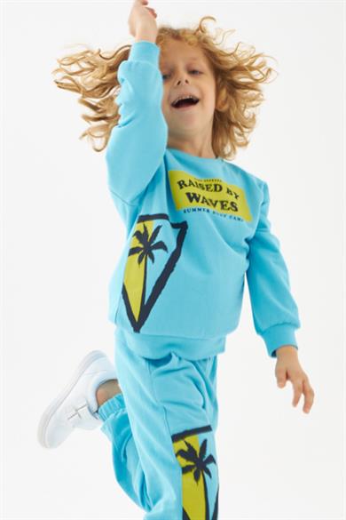 Mojo Bebek Erkek Çocuk Surf Club %100 Pamuk Sweatshirt 219276 Turkuaz