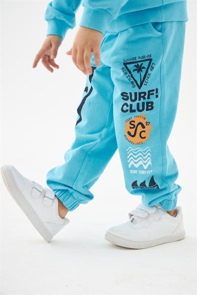 Mojo Bebek Erkek Çocuk Surf Club %100 Pamuk Lastikli Paça Eşofman Altı 219278 Turkuaz