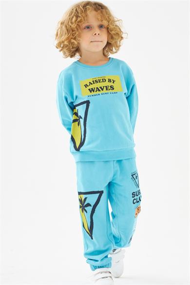 Mojo Bebek Erkek Çocuk Surf Club %100 Pamuk Sweatshirt 219276 Turkuaz