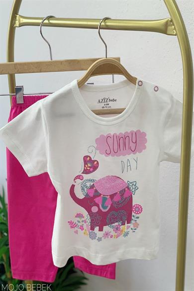 Mojo Bebek Kız Bebek 6-24 Ay Filli Kısa Kol Pijama Takımı 9419
