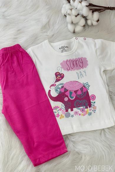 Mojo Bebek Kız Bebek 6-24 Ay Filli Kısa Kol Pijama Takımı 9419