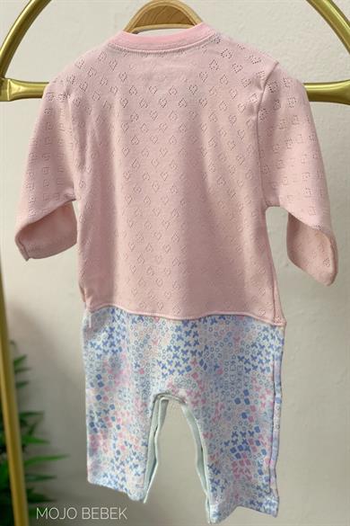 Mojo Bebek Kız Bebek Kelebek Desenli Jakarlı Tulum 6695 Pembe