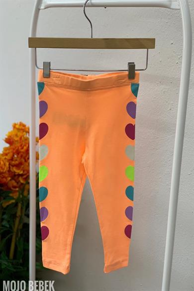 Mojo Bebek Kız Çocuk 1-8 Yaş Renkli Kalp Baskılı Tayt 7773 Turuncu