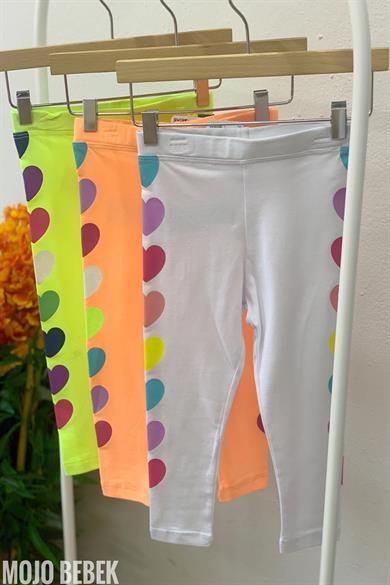 Mojo Bebek Kız Çocuk 1-8 Yaş Renkli Kalp Baskılı Tayt 7773 Yeşil