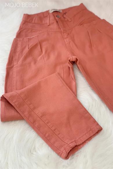 Mojo Bebek Kız Çocuk Yüksek Bel Mom Jean 2184 Kiremit