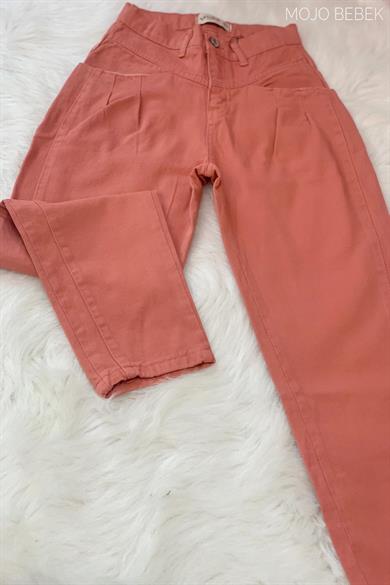 Mojo Bebek Kız Çocuk Yüksek Bel Mom Jean 2184 Kiremit