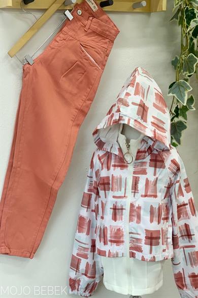 Mojo Bebek Kız Çocuk Yüksek Bel Mom Jean 2184 Kiremit