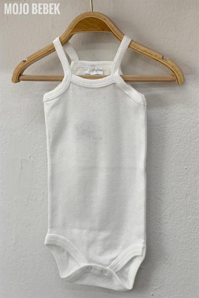 Mojo Bebek Unisex Jakarlı Askılı Body 4950 Beyaz