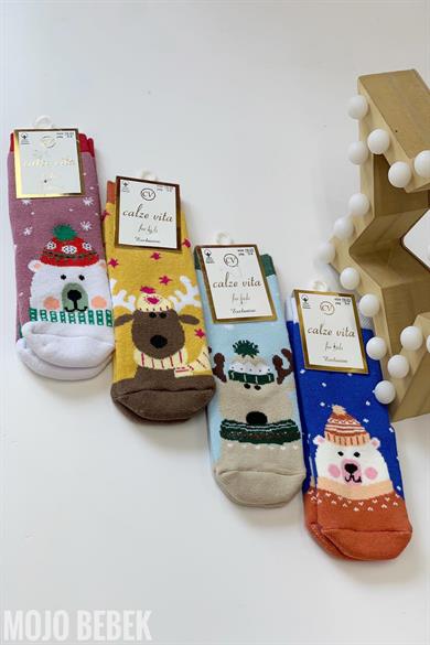 Mojo Bebek Unisex Yeni Yıl Konsept Havlu Çorap 3010 Saks