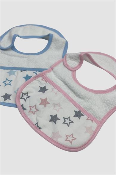 Mojo Bebek Yıldız Desenli Havlu Mama Önlüğü 8436 Pembe