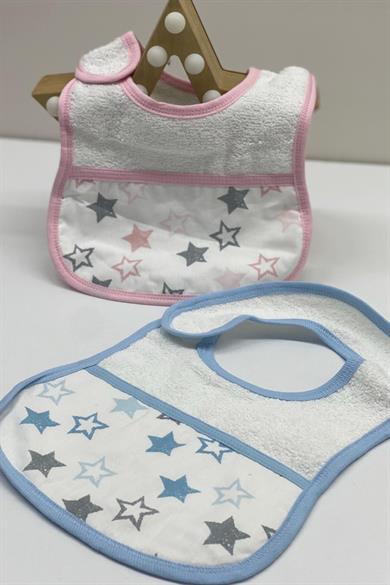 Mojo Bebek Yıldız Desenli Havlu Mama Önlüğü 8436 Pembe