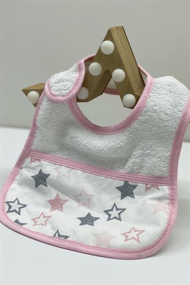 Mojo Bebek Yıldız Desenli Havlu Mama Önlüğü 8436 Pembe