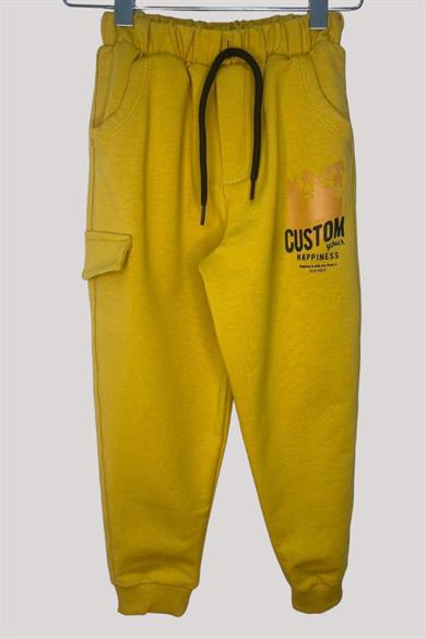 Mojo Erkek Bebek 1-4 Yaş Custom Baskılı Eşofman Altı 10002 Hardal