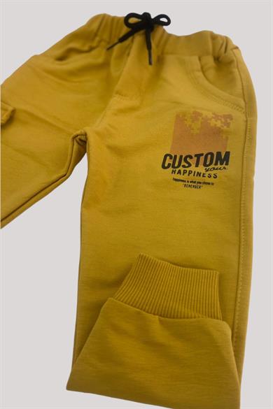 Mojo Erkek Bebek 1-4 Yaş Custom Baskılı Eşofman Altı 10002 Hardal