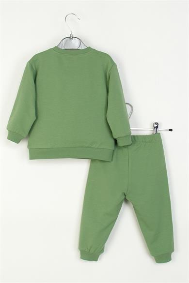 Mojo Erkek Bebek 1-4 Yaş Desenli İkili Eşofman Takımı Yeşil