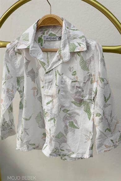 Mojo Erkek Bebek 1-4 Yaş Karışık Desenli Cepli Gömlek 22104 Ekru