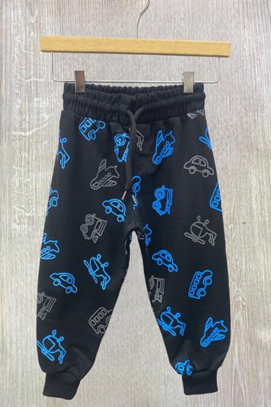 Mojo Erkek Bebek 1-4 Yaş Taşıt Baskılı Eşofman Altı 300 Siyah-Mavi