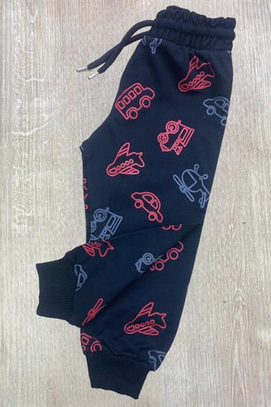 Mojo Erkek Bebek 1-4 Yaş Taşıt Baskılı Eşofman Altı 300 Siyah-Kırmızı