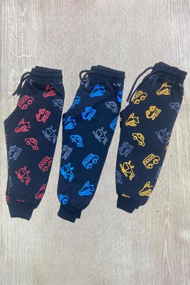 Mojo Erkek Bebek 1-4 Yaş Taşıt Baskılı Eşofman Altı 300 Siyah-Mavi