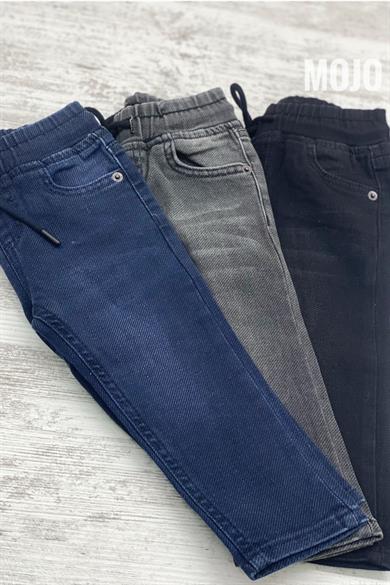 Mojo Erkek Bebek 1-5 Yaş Beli Lastikli Kot Pantolon 5368 Siyah