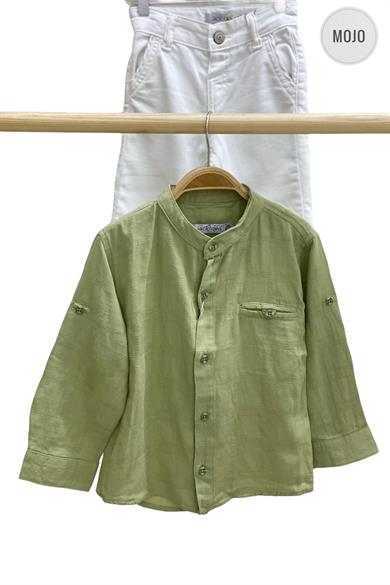 Mojo Erkek Bebek 1-5 Yaş Hakim Yaka Keten Gömlek 23104 Haki