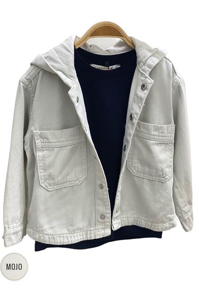 Mojo Erkek Bebek 1-5 Yaş Kapüşonlu Gömlek Ceket Taş Rengi