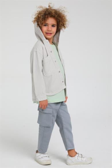 Mojo Erkek Bebek 1-5 Yaş Kapüşonlu Gömlek Ceket Taş Rengi