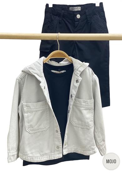 Mojo Erkek Bebek 1-5 Yaş Kapüşonlu Gömlek Ceket Taş Rengi