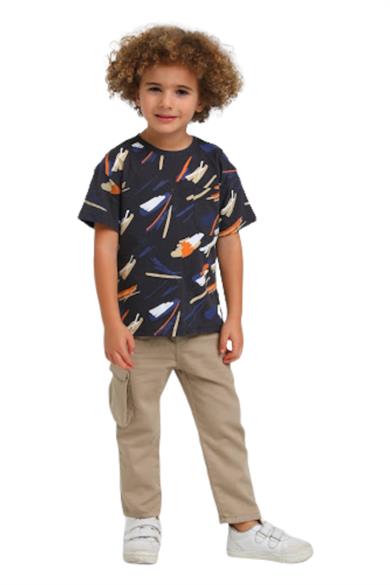 Mojo Erkek Bebek 1-5 Yaş Kargo Cepli Likralı Pantolon 2304 Vizon