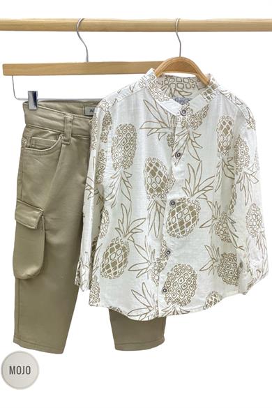 Mojo Erkek Bebek 1-5 Yaş Kargo Cepli Likralı Pantolon 2304 Vizon