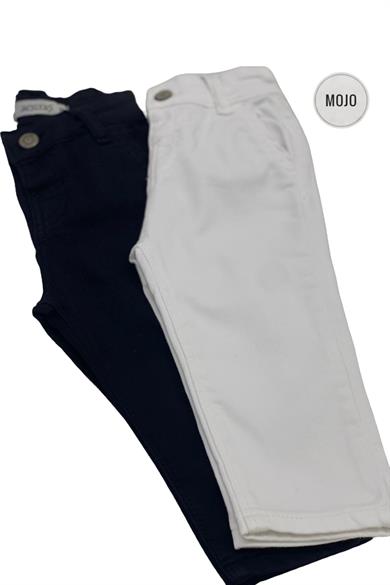 Mojo Erkek Bebek 1-5 Yaş Likralı Yumuşak Kot Pantolon 2303 Beyaz
