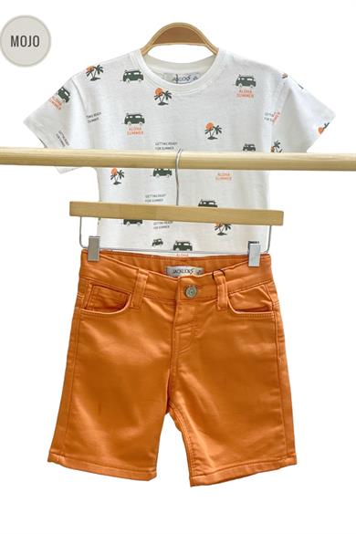 Mojo Erkek Bebek 1-5 Yaş Renkli Yumuşak Denim Şort 2302 Kiremit