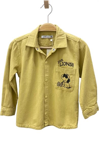 Mojo Erkek Bebek 1-5 Yaş Snoppy Baskılı Keten Gömlek 23127 Hardal