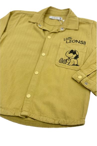 Mojo Erkek Bebek 1-5 Yaş Snoppy Baskılı Keten Gömlek 23127 Hardal