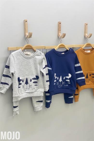 Mojo Erkek Bebek 6-18 Ay İçi Polar Aslanlı Eşofman Takımı 118479