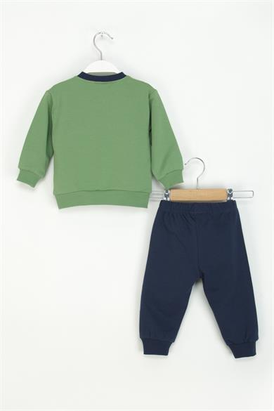 Mojo Erkek Bebek 9-24 Ay Ayıcık Desenli Eşofman Takımı Yeşil