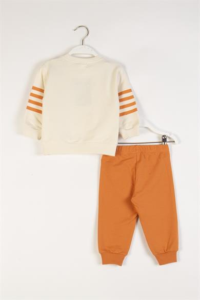 Mojo Erkek Bebek 9-24 Ay Köpek Desenli Eşofman Takımı Krem