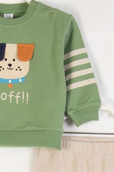 Mojo Erkek Bebek 9-24 Ay Köpek Desenli Eşofman Takımı Yeşil