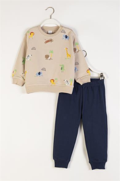 Mojo Erkek Bebek 9-24 Ay Safari Eşofman Takımı Bej