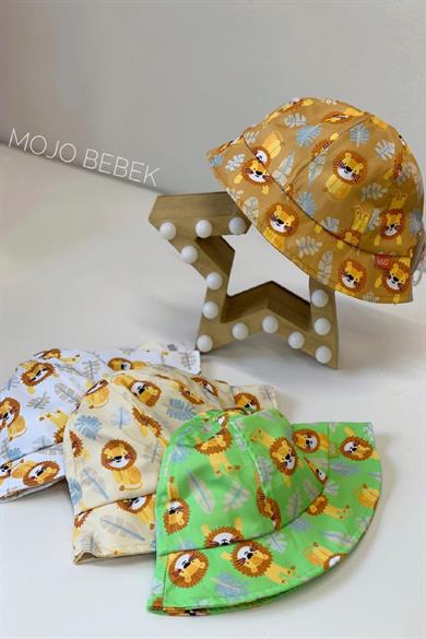 Mojo Erkek Bebek Aslan Desenli Fötr Şapka 813003 Beyaz