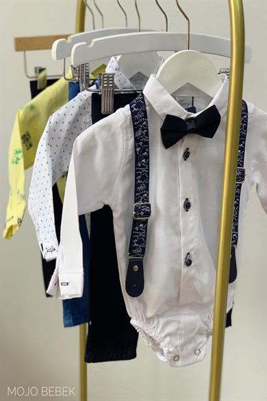 Mojo Erkek Bebek Çıtçıtlı Gömlek Pantolon Takım 7109 Sarı