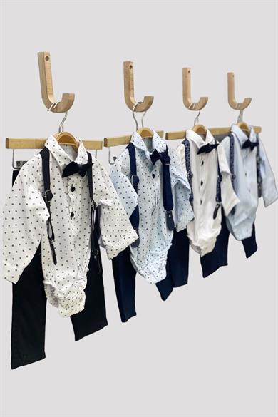 Mojo Erkek Bebek Çıtçıtlı Gömlek Pantolon Takımı 710116 Mavi