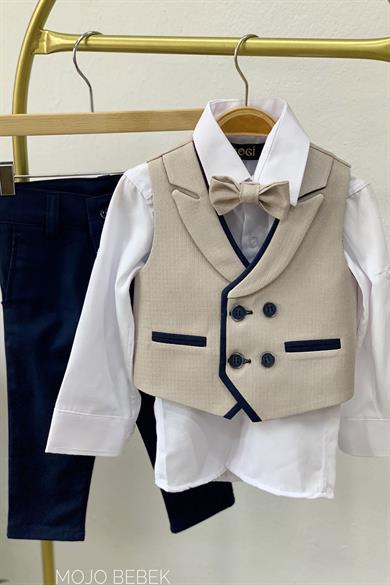 Mojo Erkek Bebek 6-18 Ay Spor Yelekli Takım 20445 Bej