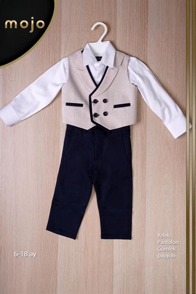 Mojo Erkek Bebek 6-18 Ay Spor Yelekli Takım 20445 Bej